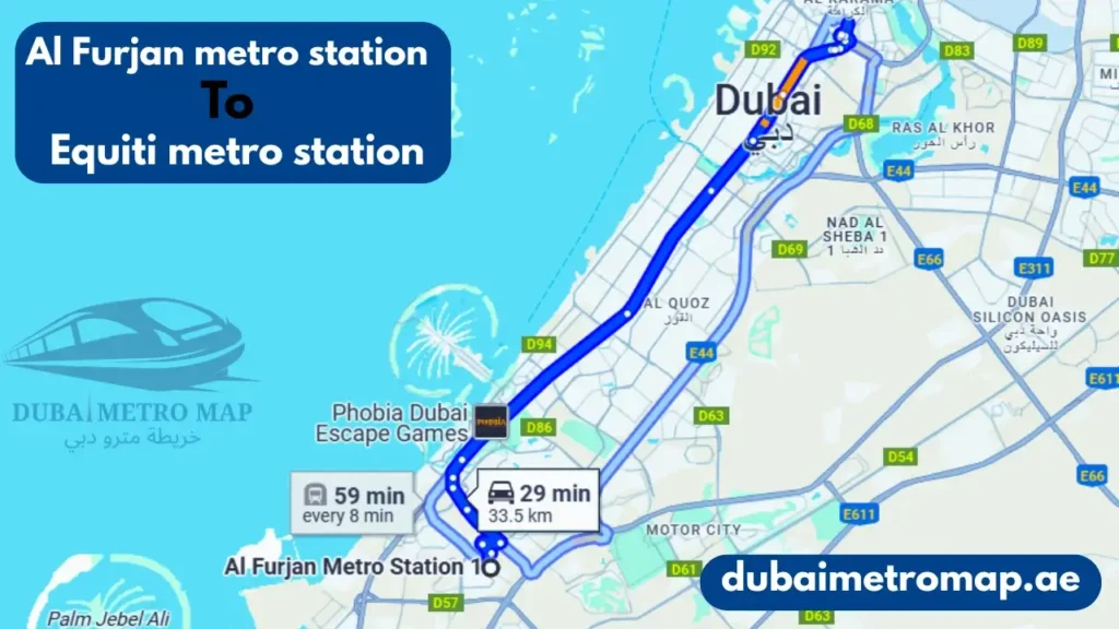 Al Furjan Metro Station Dubai (Red Line), Key Featured, History 8 Al Furjan metro station to Equiti metro station