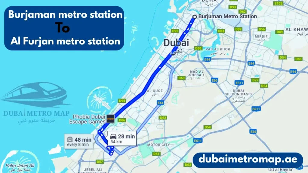 Al Furjan Metro Station Dubai (Red Line), Key Featured, History 9 Burjaman to Al Furjan metro station