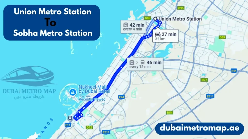Sobha Realty Metro Station Dubai (Red Line) History, Map & Nearby Attractions 8 Union Metro Station to Sobha Metro Station